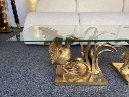 French Bronze & Reed Coffee Table by Christian Techoueyres, 1970s-FUE-968931