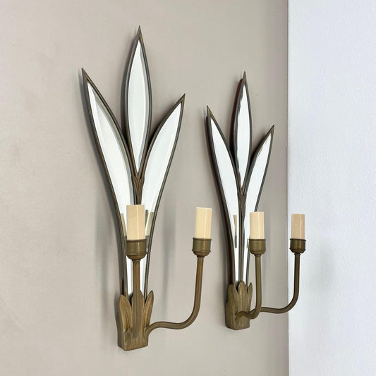 French Bronze Theatre Wall Lights, 1970, Set of 2