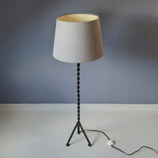 French Brutalist Chain Link Floor Lamp, 1970s