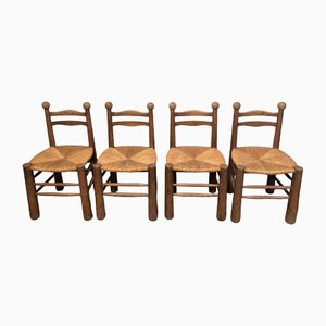 French Brutalist Dining Chairs by Charles Dudouyt, 1960s, Set of 4-BA-1436606