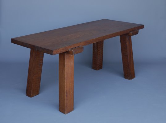 French Brutalist Peg Table in Oak-MB-1194002