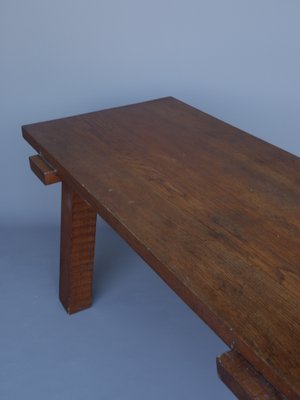 French Brutalist Peg Table in Oak-MB-1194002