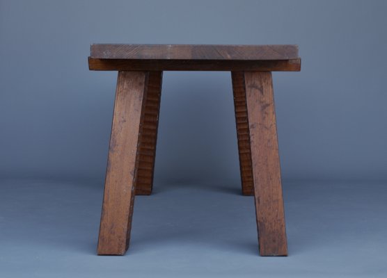 French Brutalist Peg Table in Oak-MB-1194002