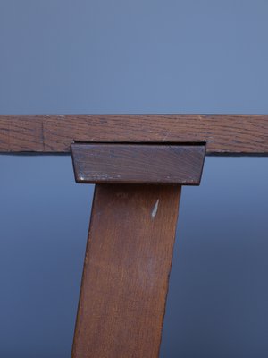 French Brutalist Peg Table in Oak-MB-1194002