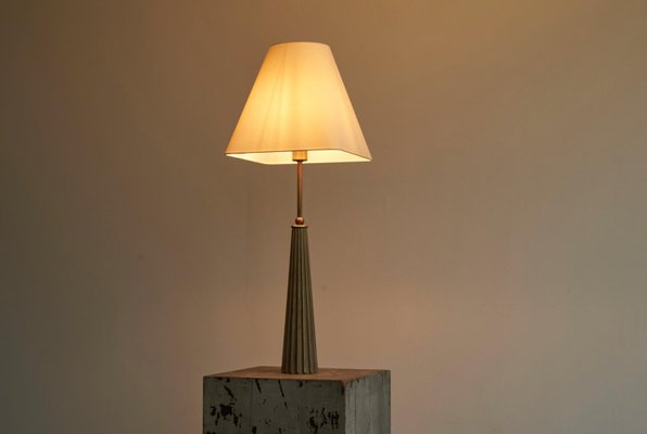 French Brutalist Table Lamp in Cast Brass, 1960s-FEW-2024249