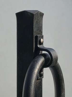 French Brutalist Wrought Iron Andirons, 1960, Set of 2-NLF-2020236