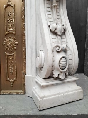 French Carved Marble Fireplace with Original Brass Insert, 1880-TDA-1376465