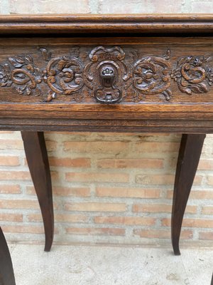 French Carved Walnut Side Table, 1940s-NOU-1726548