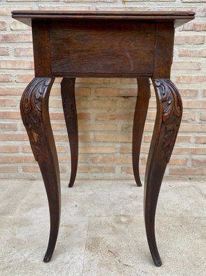 French Carved Walnut Side Table, 1940s-NOU-1726548