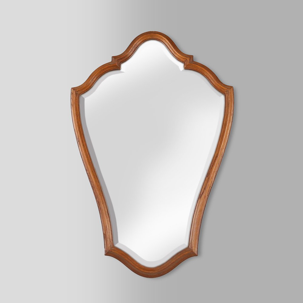 French Carved Wooden Mirror with Lined Frame, 1950s