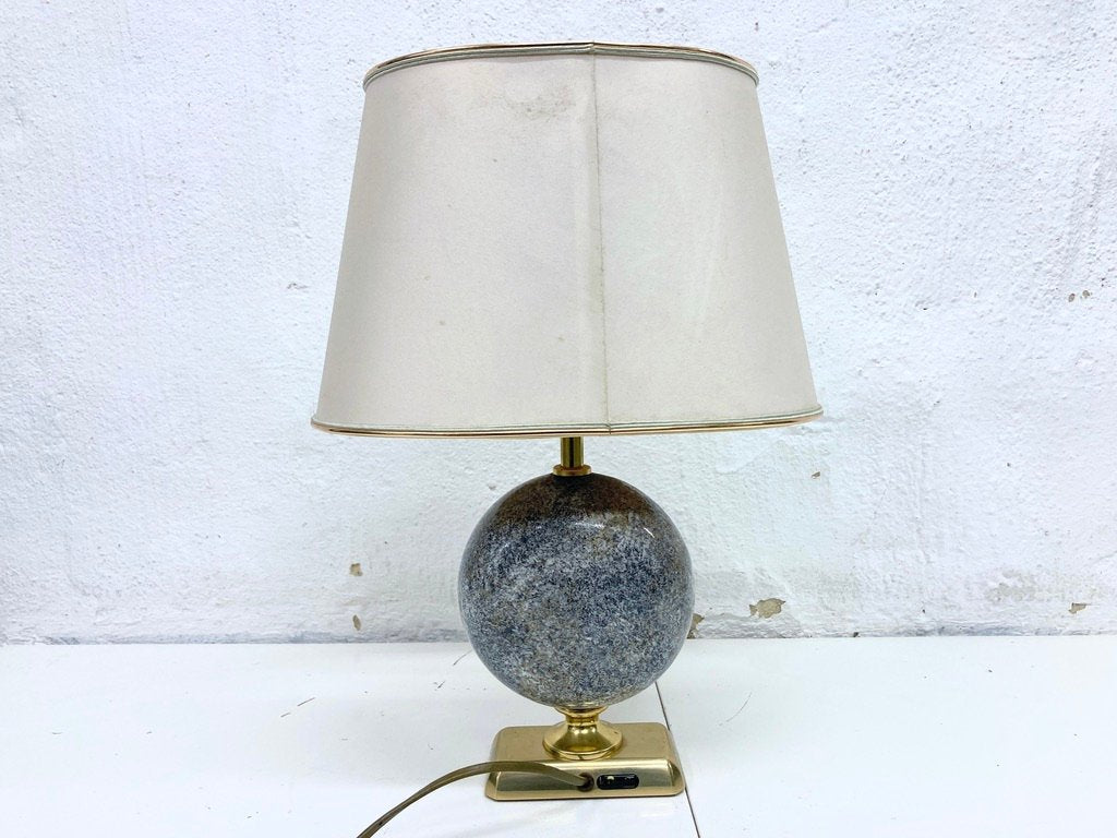 French Ceramic Brass Table Lamp from Le Dauphin, 1970s