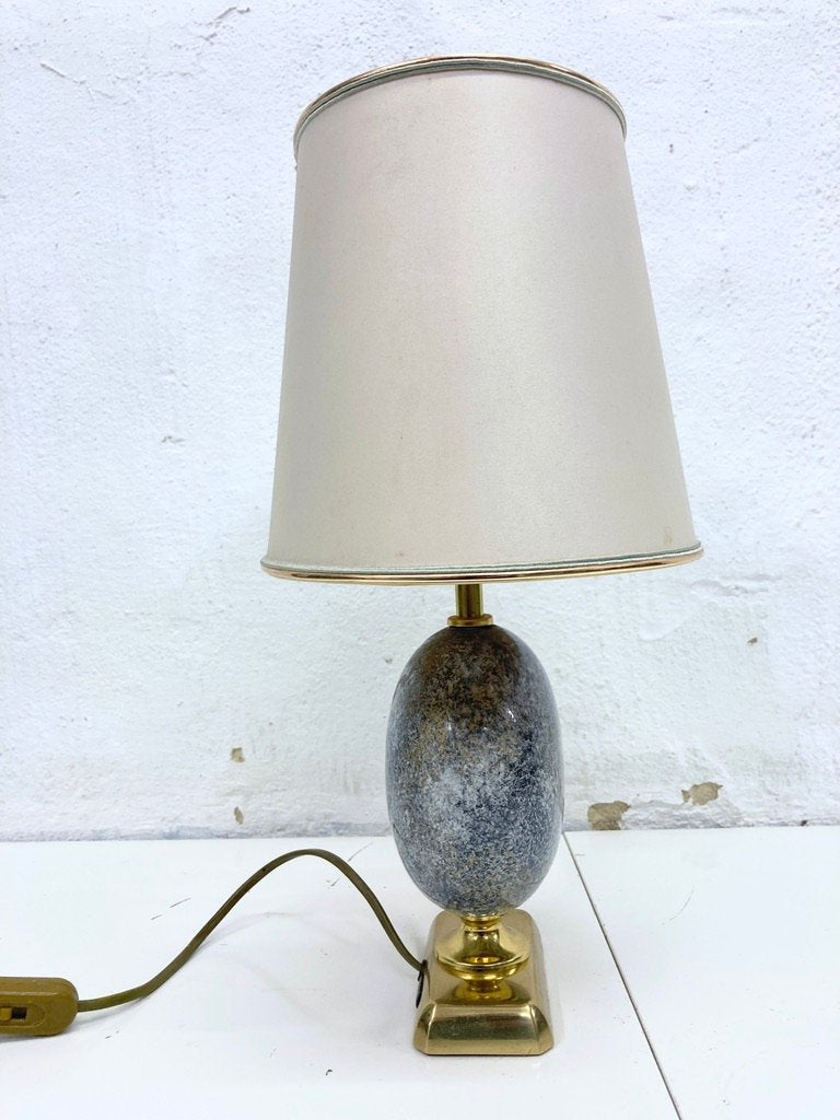 French Ceramic Brass Table Lamp from Le Dauphin, 1970s