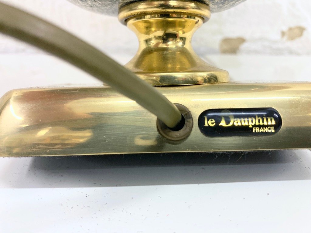 French Ceramic Brass Table Lamp from Le Dauphin, 1970s