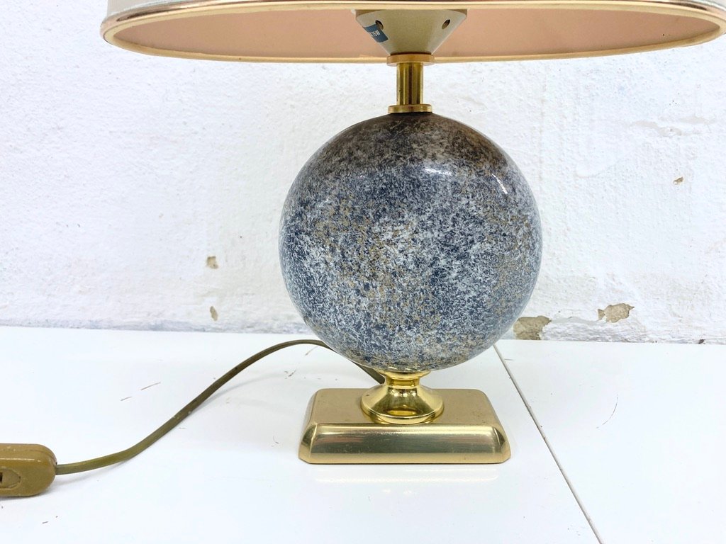 French Ceramic Brass Table Lamp from Le Dauphin, 1970s