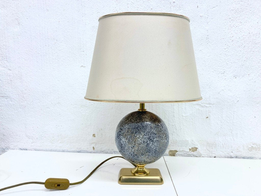 French Ceramic Brass Table Lamp from Le Dauphin, 1970s