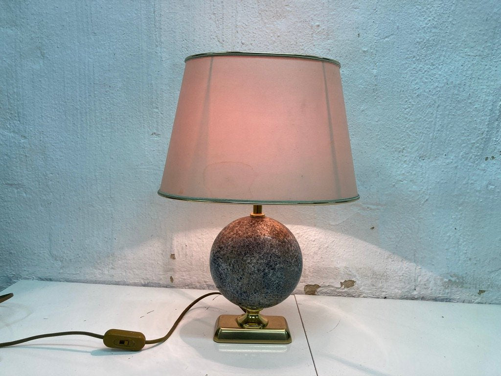 French Ceramic Brass Table Lamp from Le Dauphin, 1970s