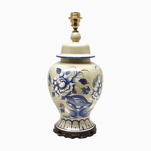 French Ceramic Crackle Table Lamp with Hand Painted Decoration, 1930s-MJY-1214930