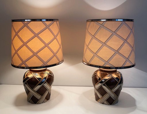 French Ceramic Lamps. 1970s, Set of 2-BA-1365384