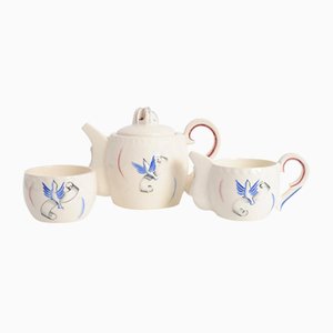 French Ceramic Liberation Tea Set from J. Pobery, 1940s, Set of 3-IXK-605669