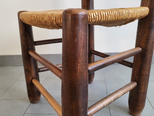 French Chair in Oak & Straw in the style of Charles Dudouyt, 1940s-CGX-1718366