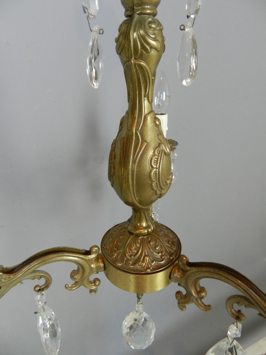 French Chandelier & Matching Wall Sconces, 1950s, Set of 3