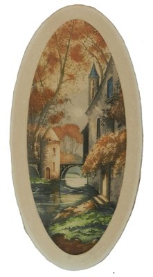 French Chateau Landscape Lithographs, 1920s, Set of 2-ARU-797949