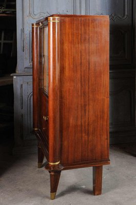 French Cherrywood Marquetry Vitrine attributed to Jules Leleu, 1930s-TDA-1376355