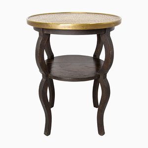 French Chestnut & Copper Table Sellette Side Table, 1940s-RIU-1718890