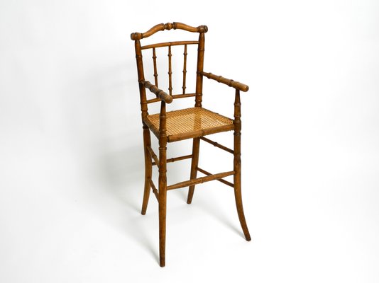 French Child's Highchair in Bentwood with Viennese Wicker Seat, 1930s