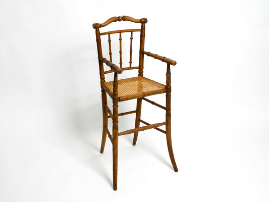 French Child's Highchair in Bentwood with Viennese Wicker Seat, 1930s