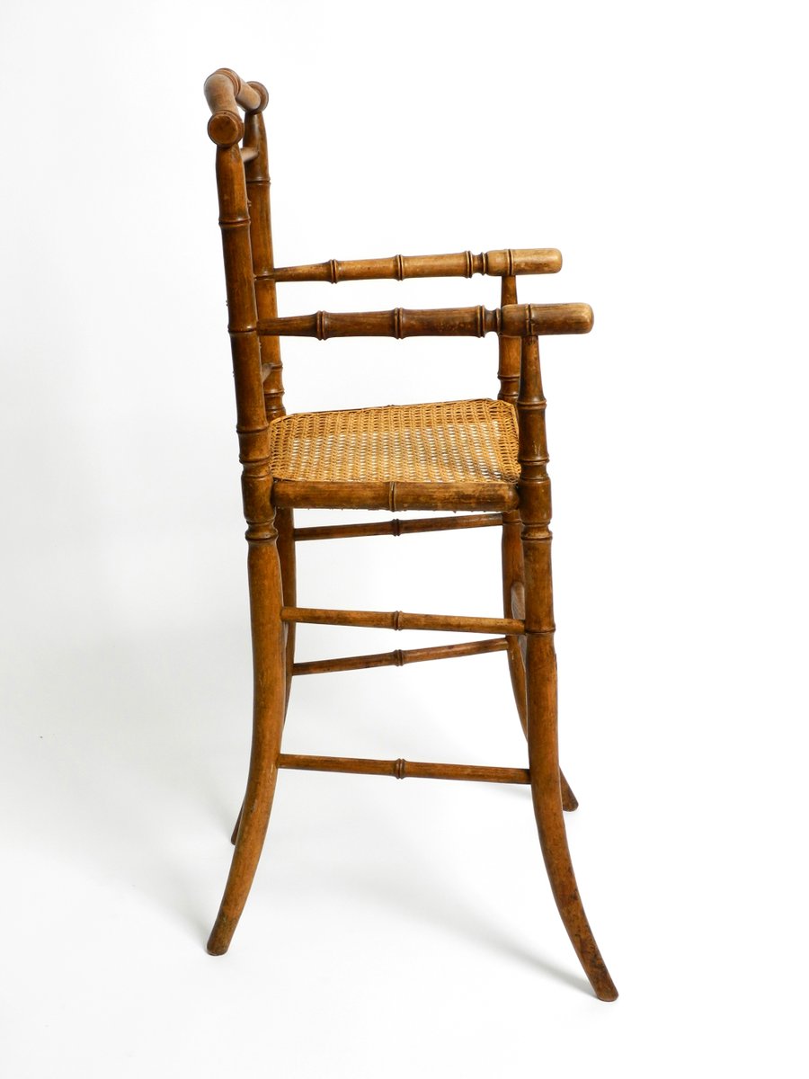 French Child's Highchair in Bentwood with Viennese Wicker Seat, 1930s