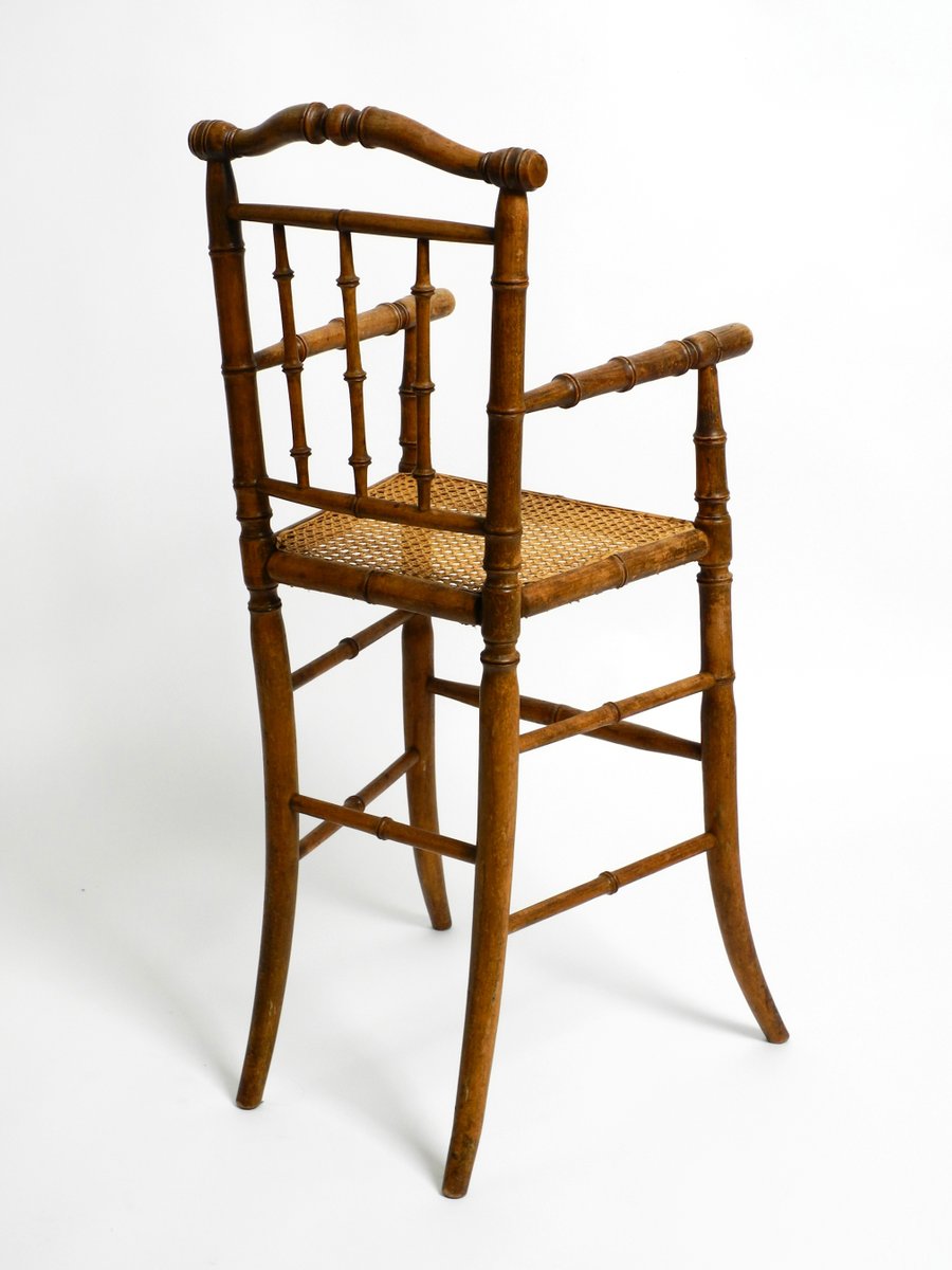 French Child's Highchair in Bentwood with Viennese Wicker Seat, 1930s