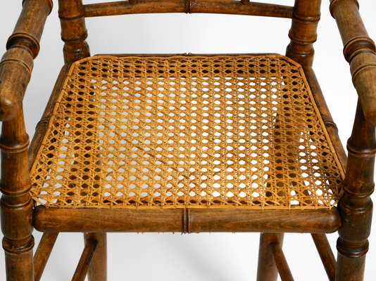 French Child's Highchair in Bentwood with Viennese Wicker Seat, 1930s