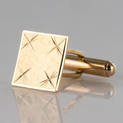 French Chiseled 18 Karat Yellow Gold Cufflinks, 1970s, Set of 2-OLU-896813