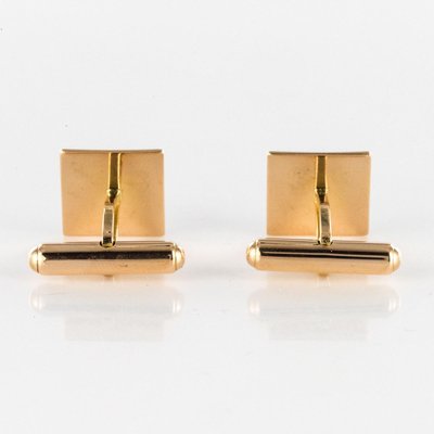 French Chiseled 18 Karat Yellow Gold Cufflinks, 1970s, Set of 2-OLU-896813