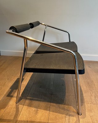 French Chrome and Rubber Metal Sofa from System, 1970s-BA-1705386