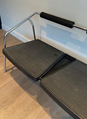 French Chrome and Rubber Metal Sofa from System, 1970s-BA-1705386