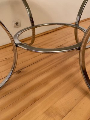 French Chromed Metal and Smoked Glass Coffee Table, 1970s-RTR-572047