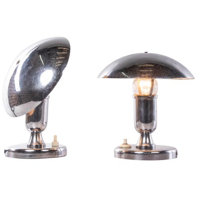 French Chromed Mushroom Table Lamps, Set of 2-DEK-932607