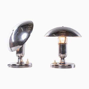 French Chromed Mushroom Table Lamps, Set of 2-DEK-932607