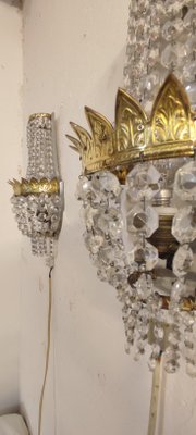 French Classic Crystal and Brass Wall Lights, 1950s, Set of 2-RGF-1092023