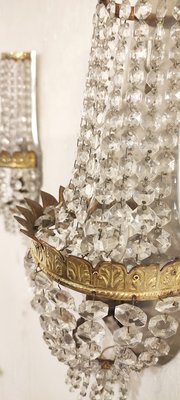 French Classic Crystal and Brass Wall Lights, 1950s, Set of 2-RGF-1092023