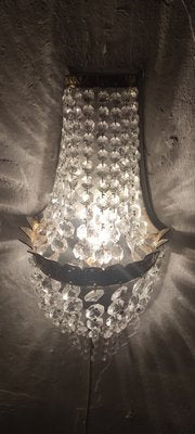 French Classic Crystal and Brass Wall Lights, 1950s, Set of 2-RGF-1092023