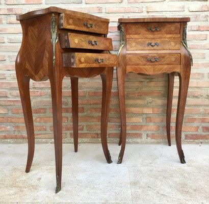 French Classic Louis VX style Marquetry Nightstands with Three Drawers, 1920s, Set of 2-NOU-1368517