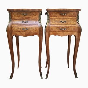 French Classic Louis VX style Marquetry Nightstands with Three Drawers, 1920s, Set of 2-NOU-1368517