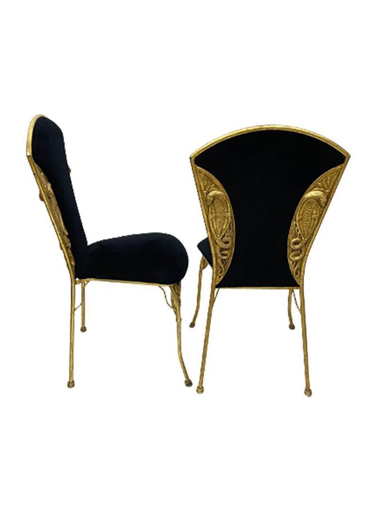 French Cleopatra Dining Chairs, 1970s, Set of 2