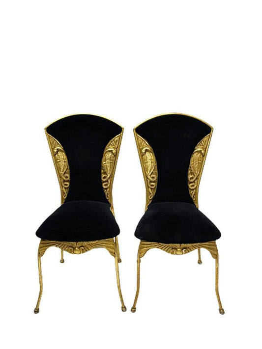 French Cleopatra Dining Chairs, 1970s, Set of 2