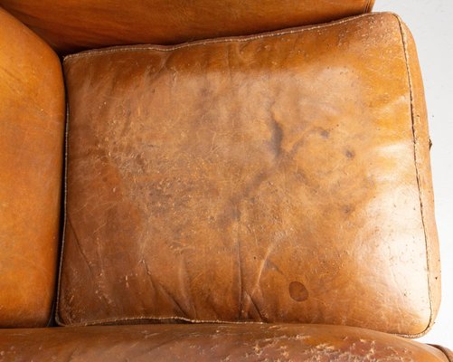 French Club Armchair in Cognac Leather, 1930s-RIU-1800663