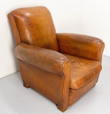 French Club Armchair in Cognac Leather, 1930s-RIU-1800663