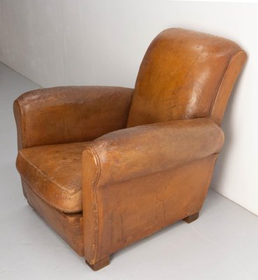 French Club Armchair in Cognac Leather, 1930s-RIU-1800663